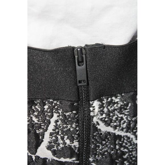 COS Womens Textured Abstract Print Elastic Waist Zip Up Mini Skirt Black Size 12 - Picture 4 of 7